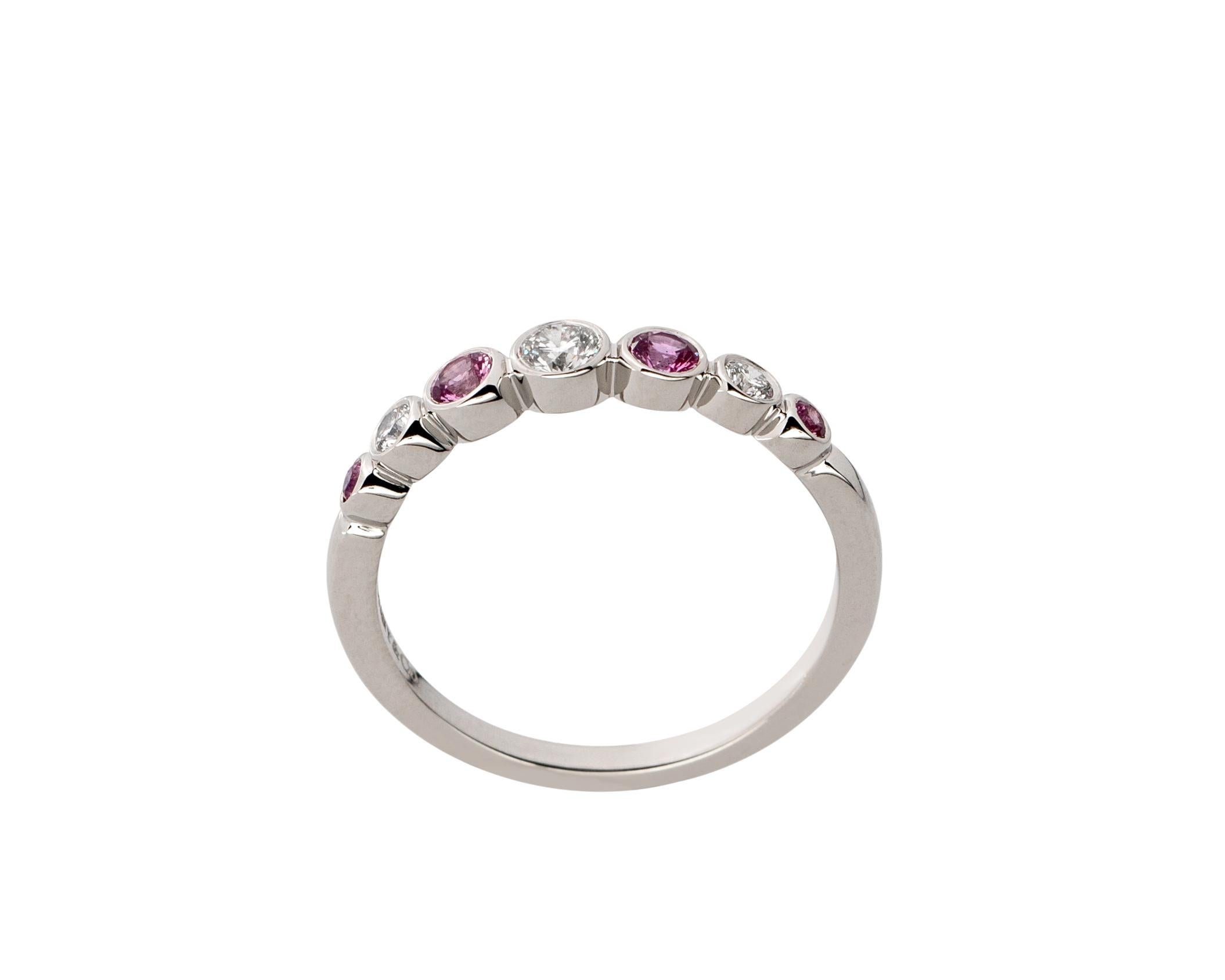 Tiffany & Co. Platinum Pink Sapphire and Diamond Ring In Excellent Condition In Atlanta, GA