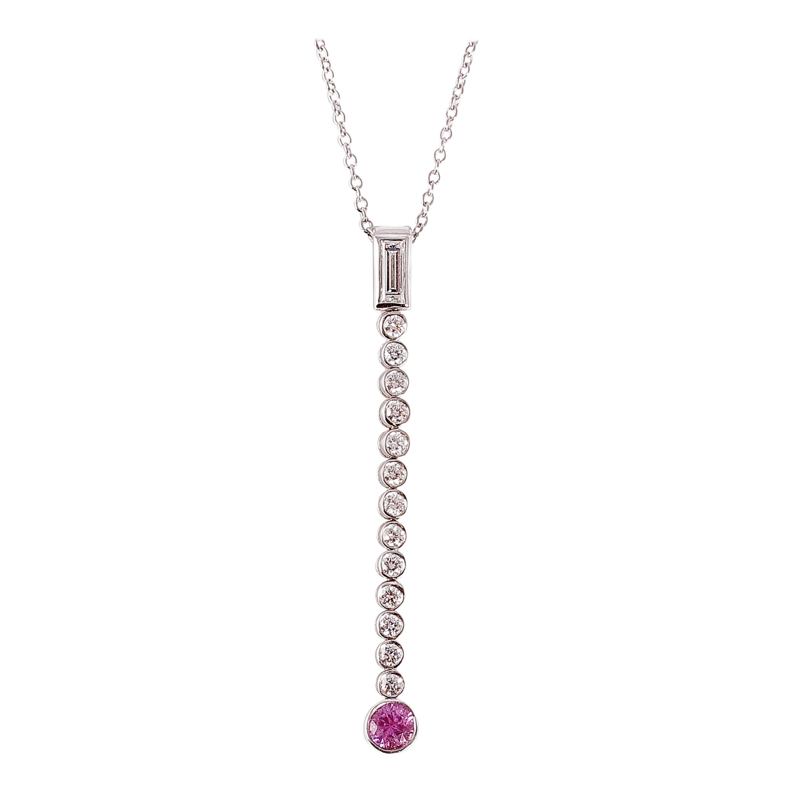 Tiffany & Co. Platinum, Pink Sapphire, Diamond Necklace