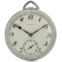 Vintage Tiffany & Co. Platinum Pocket Watch with Diamond Bezel Powered by Patek Philippe