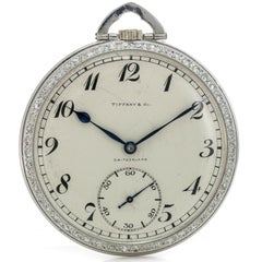 Tiffany & Co. Platinum Pocket Watch with Diamond Bezel Powered by Patek Philippe