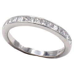 Tiffany & Co. Platinum Princess Cut Channel Set Diamond Half Band Ring 
