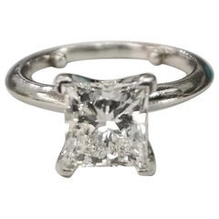 Tiffany & Co. Platinum Princess Cut Diamond Classic Knife Edge Ring, 1.67 Carat