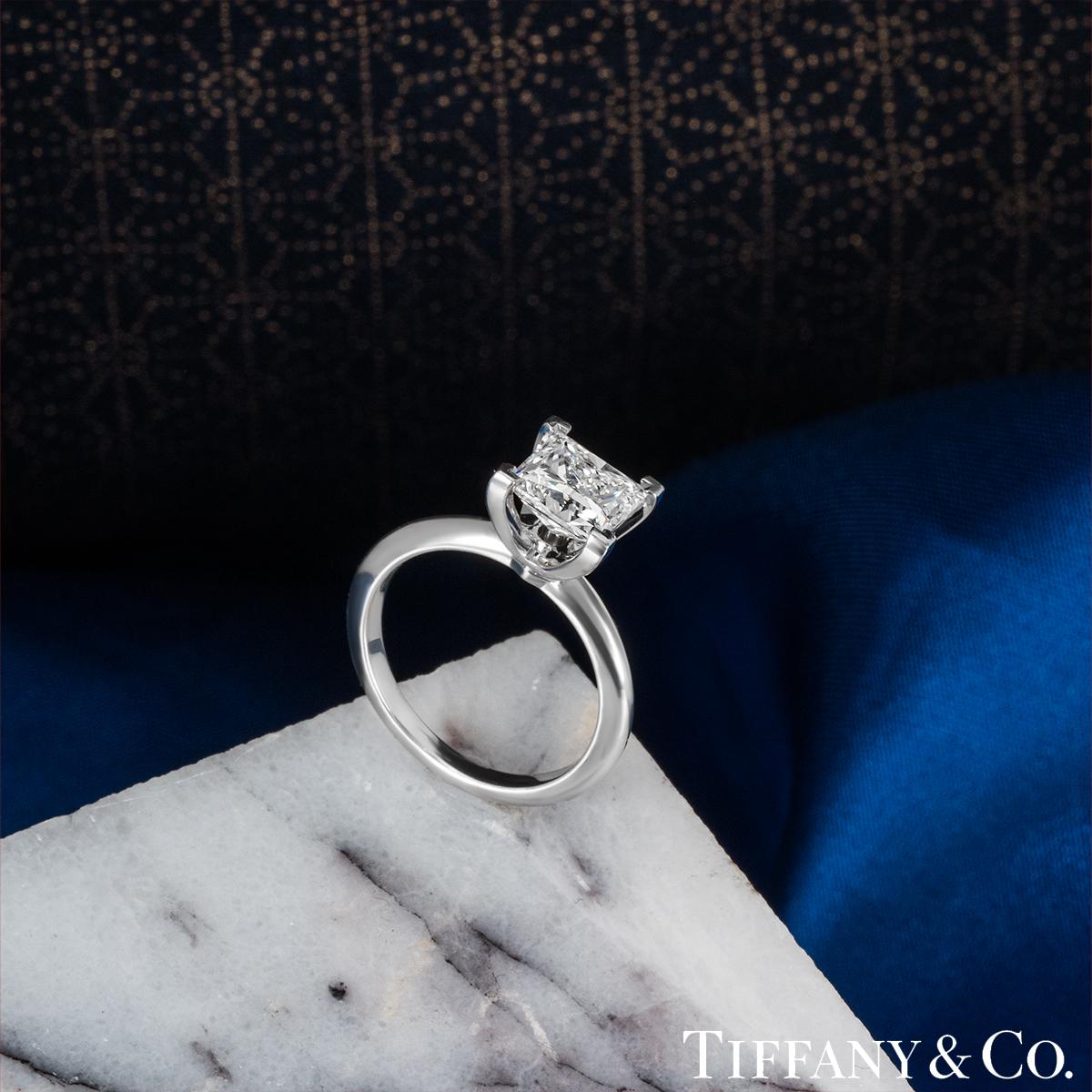 Tiffany & Co. Platinum Princess Cut Diamond Ring 2.04ct F/VS1 XXX 2