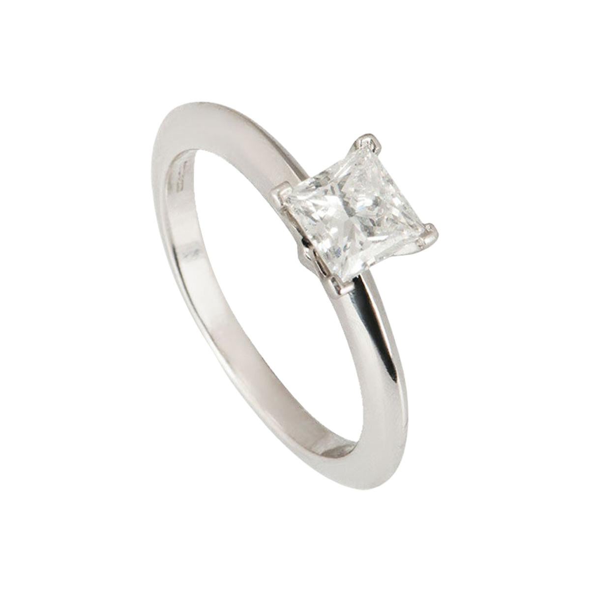Tiffany & Co. Platinum Princess Cut Diamond Solitaire Engagement Ring 0.71 Carat