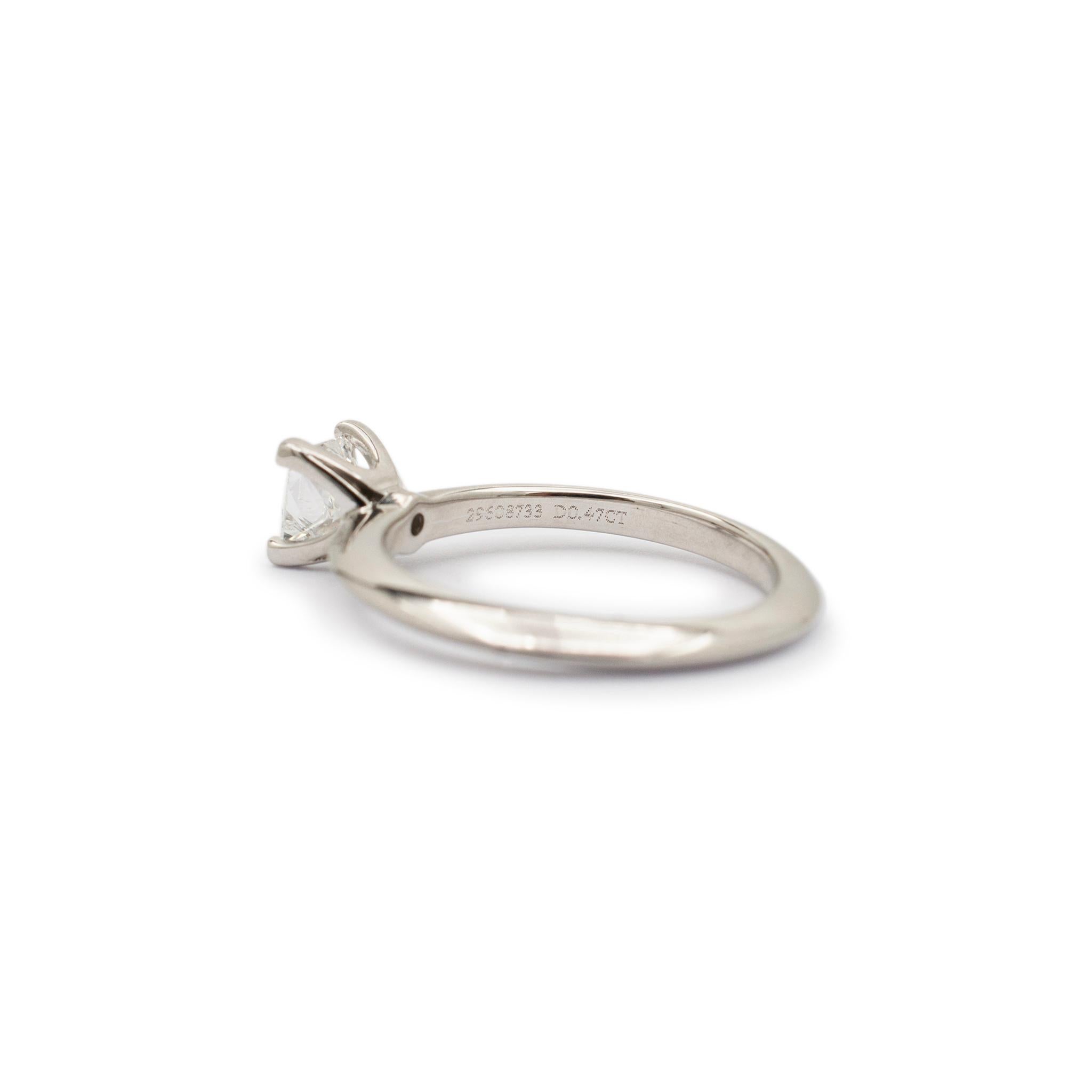 Square Cut Tiffany & Co. Platinum Princess Cut Diamond Solitaire Engagement Ring For Sale