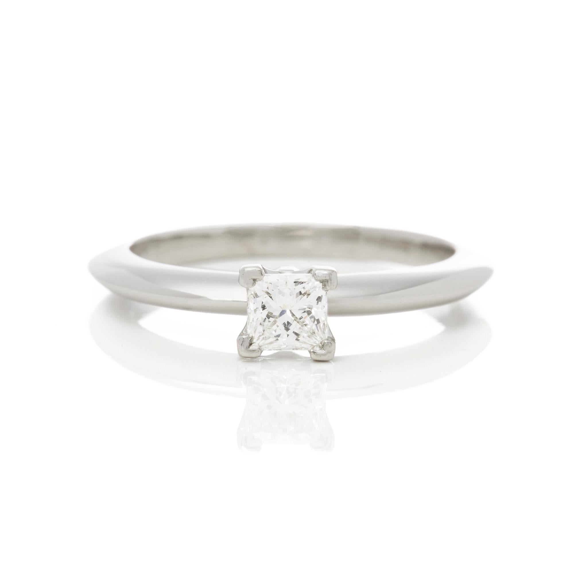 Contemporary Tiffany & Co. Platinum Princess Cut Diamond Solitaire Ring