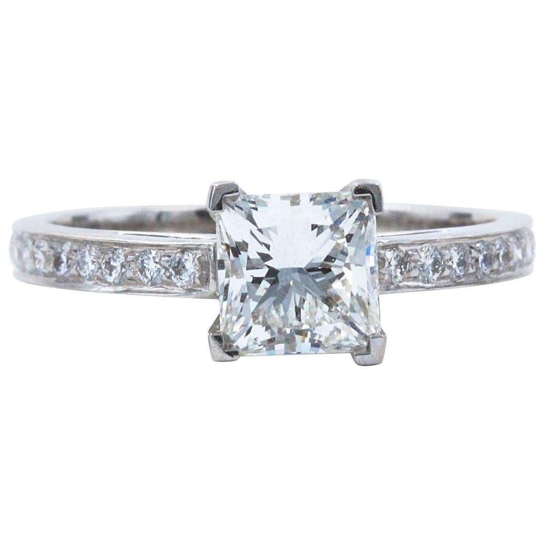 Tiffany 
Co Platinum Princess Diamond Engagement Ring 1.29 tcw