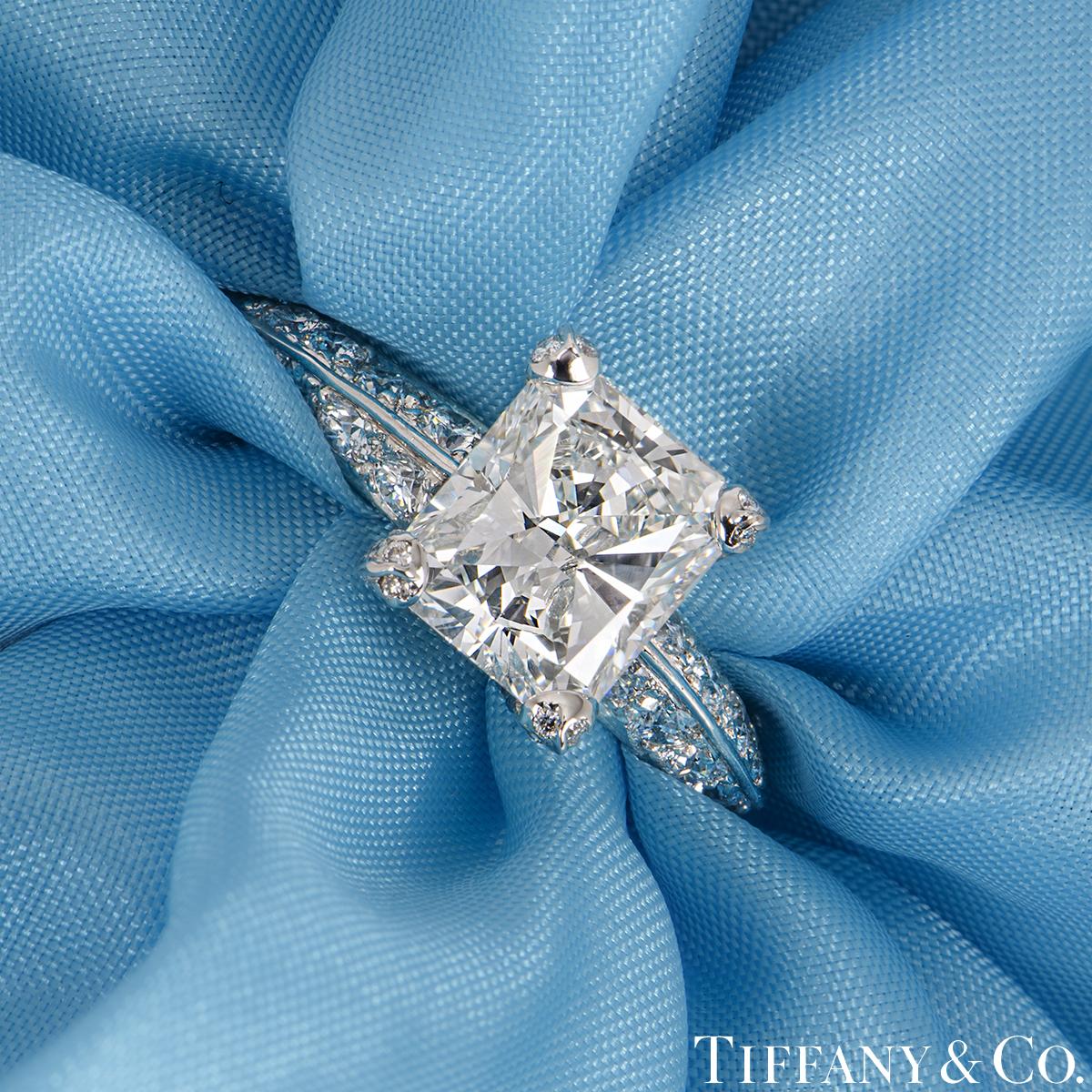 Women's Tiffany & Co. Platinum Radiant Diamond Engagement Ring 2.01ct G/IF GIA Certified