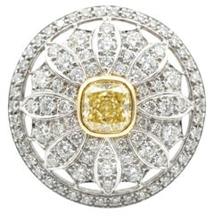 Tiffany & Co. Platinum Ring with Diamonds and Fancy Yellow Center Stone