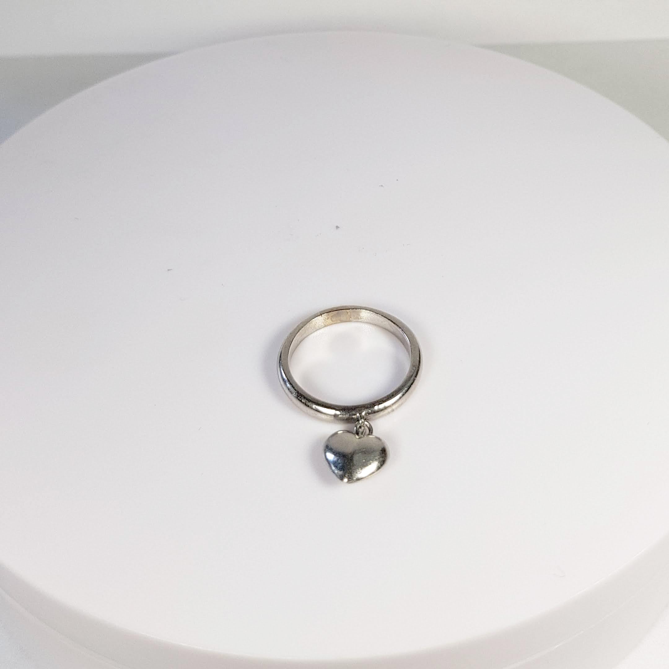 Contemporary Tiffany & Co. Platinum Ring with Heart-Shaped Pendant with Diamonds