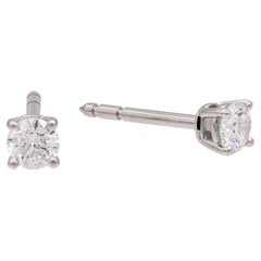 Tiffany & Co. Platinum Round 0.40Cts TW H VS1-VS2 Diamond Stud Earrings w/papers