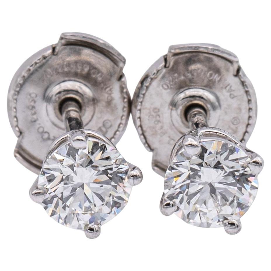 Tiffany & Co. Platinum Round 0.90 Cts. Diamond GVVS Total Solitaire Stud Earring