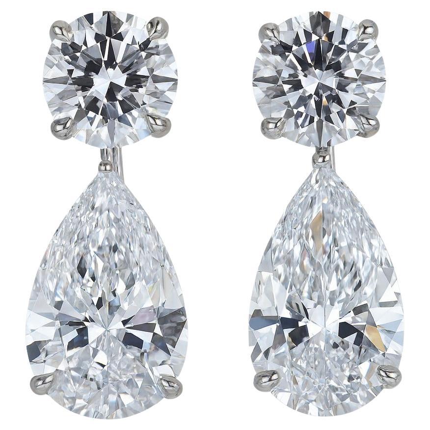 Tiffany & Co. Orecchini a goccia in platino con diamante rotondo e a pera