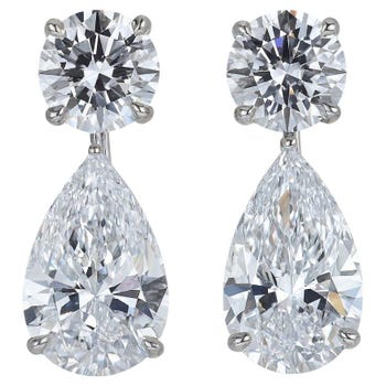 Tiffany & Co. Platinum Round and Pear Diamond Stud Drop Earrings, 2023