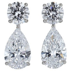 Tiffany & Co. Platinum Round and Pear Diamond Stud Drop Earrings