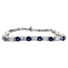 Platin-Armband mit abwechselnd blauem Saphir und weißem Diamanten von Tiffany & Co