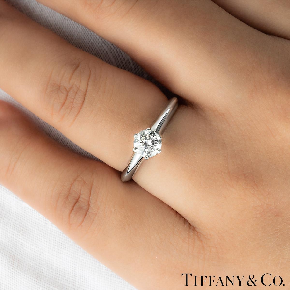 Tiffany & Co. Platinum Round Brilliant Cut Diamond Setting Ring 0.56ct H/VVS1 In Excellent Condition In London, GB