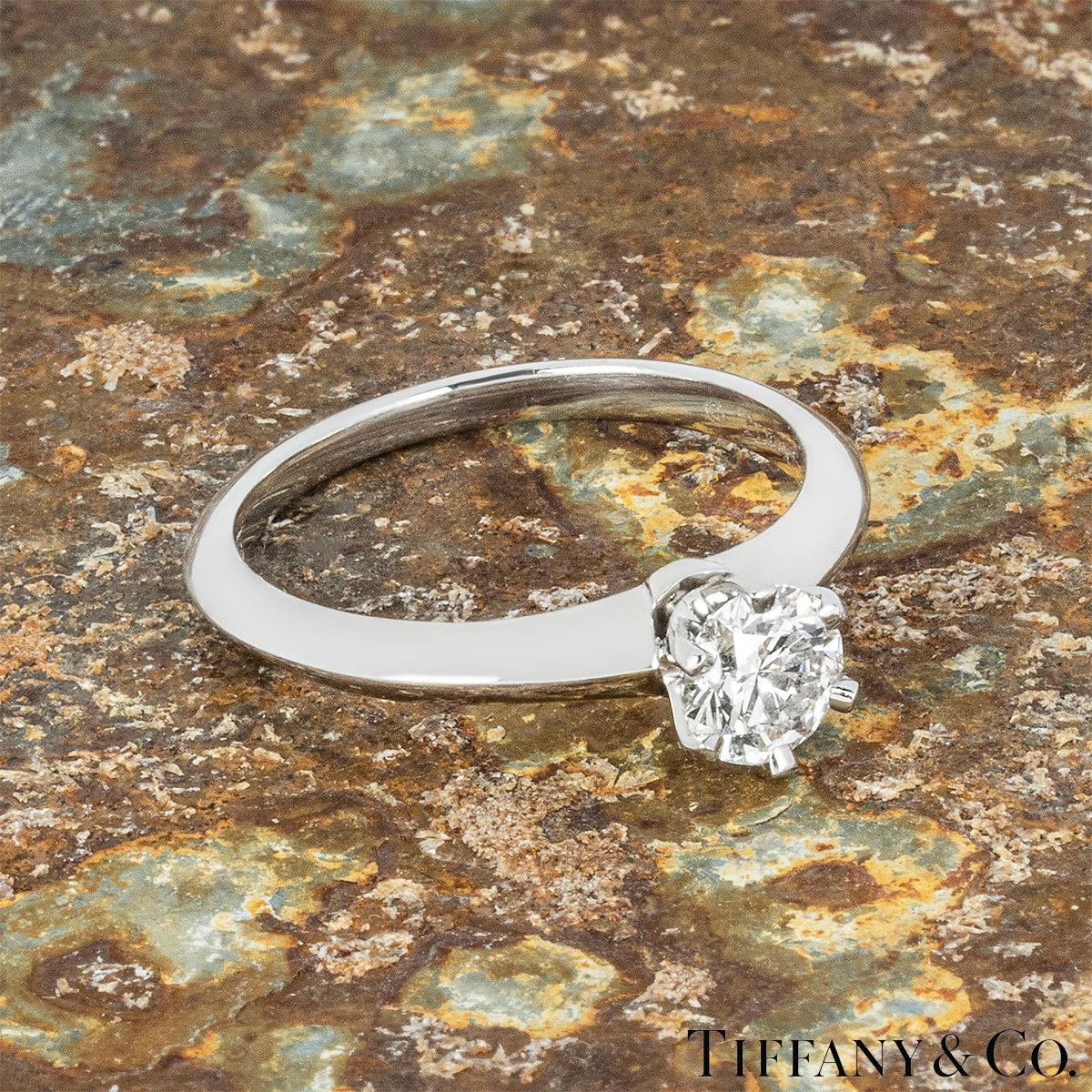 Women's or Men's Tiffany & Co. Platinum Round Brilliant Cut Diamond Setting Ring 0.56ct H/VVS1