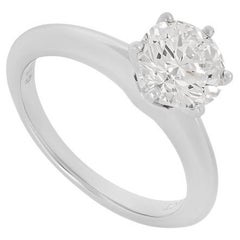 Tiffany & Co. Platinum Round Brilliant Cut Diamond Setting Ring 1.30ct I/VS1