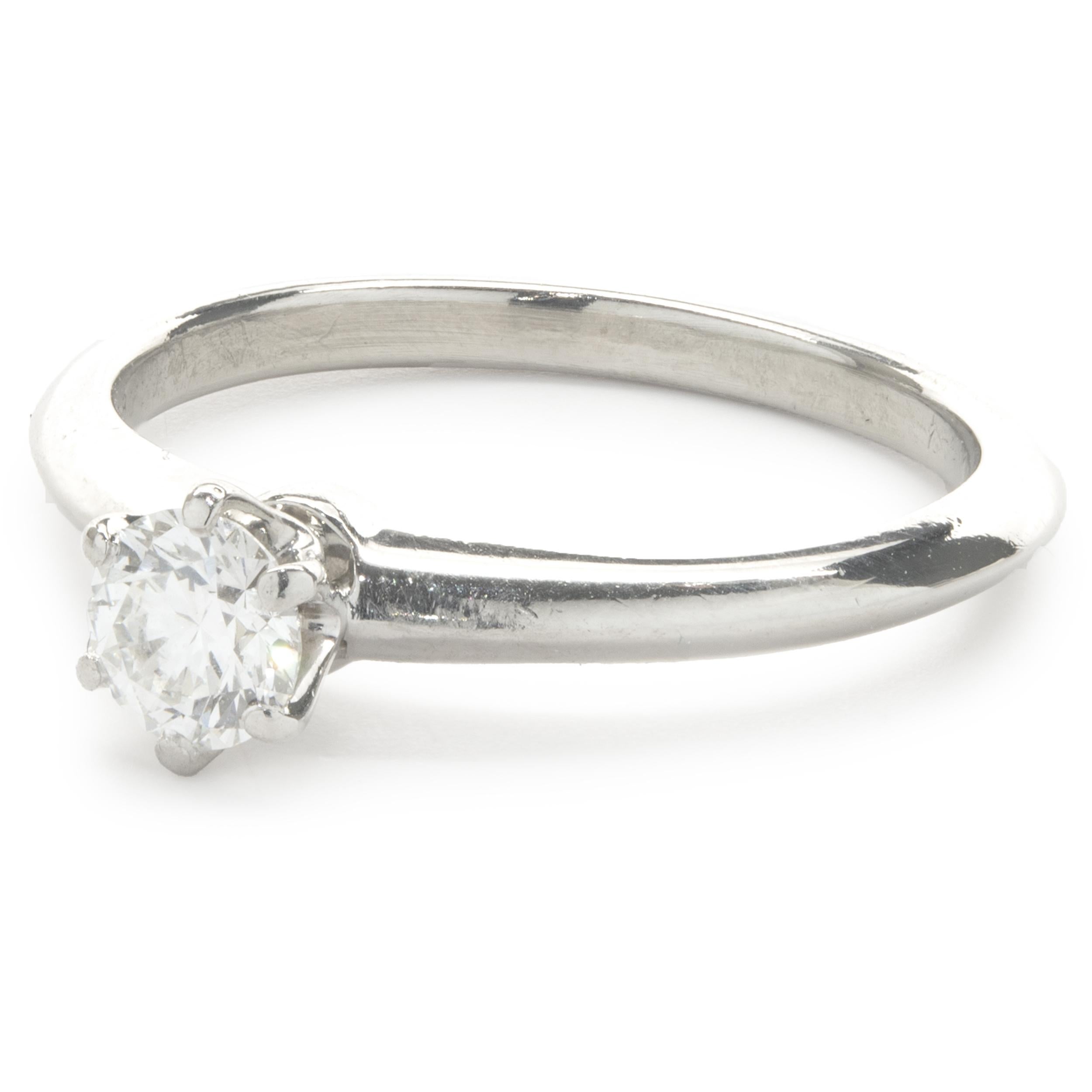 Round Cut Tiffany & Co. Platinum Round Brilliant Cut Diamond Solitaire Ring For Sale