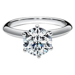 Retro Tiffany & Co. Platinum Round Brilliant Cut Diamond Solitaire Ring