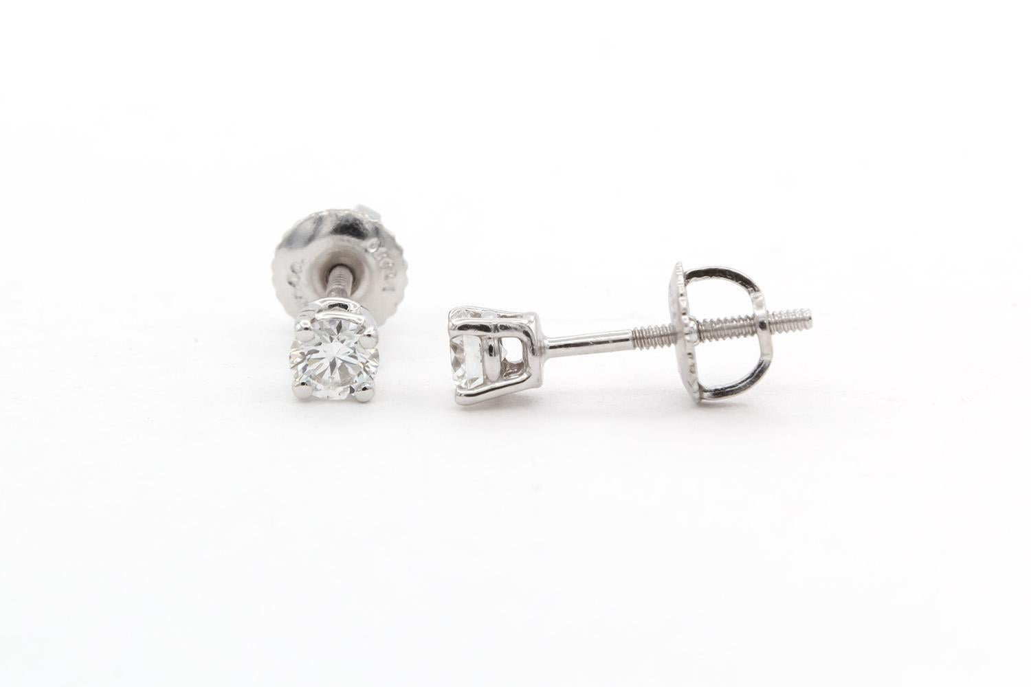 Tiffany & Co. Platinum & Round Brilliant Cut Diamond Stud Earrings 0.35ctw 4