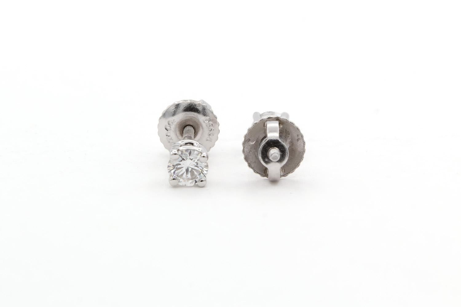 Tiffany & Co. Platinum & Round Brilliant Cut Diamond Stud Earrings 0.35ctw 5