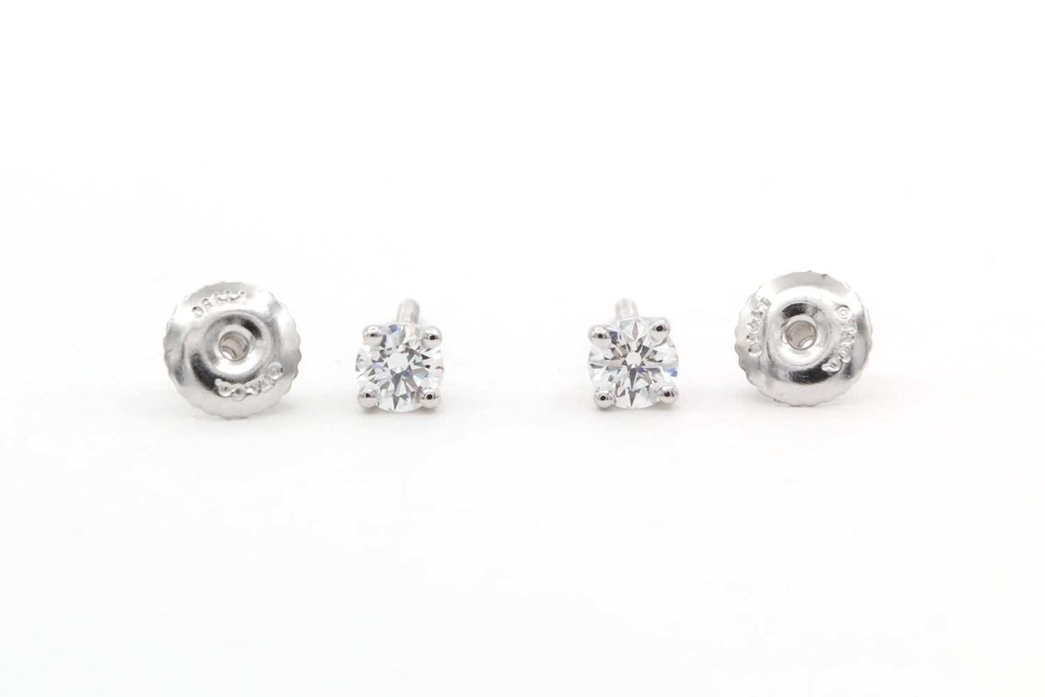 Tiffany & Co. Platinum & Round Brilliant Cut Diamond Stud Earrings 0.35ctw 1