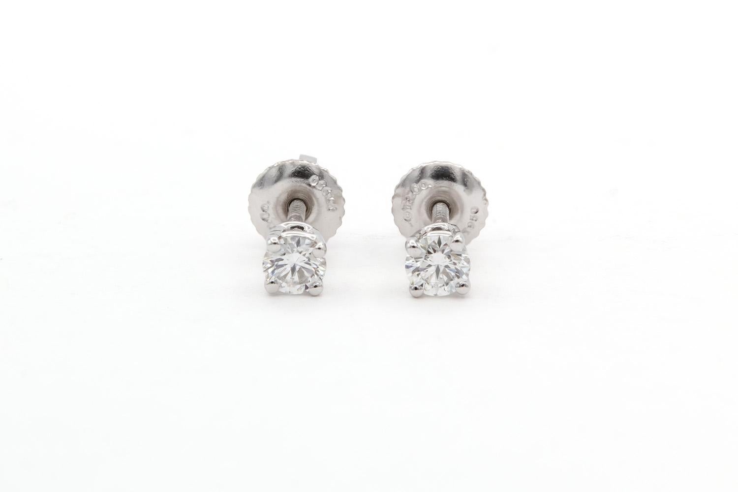 Tiffany & Co. Platinum & Round Brilliant Cut Diamond Stud Earrings 0.35ctw 2