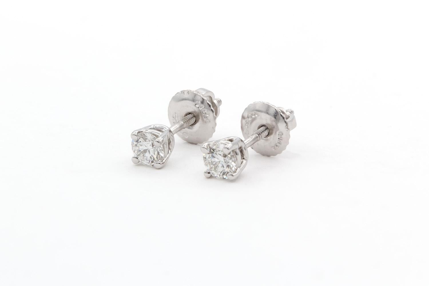 Tiffany & Co. Platinum & Round Brilliant Cut Diamond Stud Earrings 0.35ctw 3