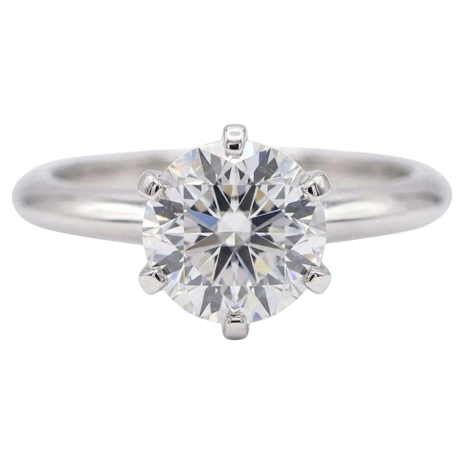 Tiffany & Co. Platinum Round Brilliant Diamond Engagement Ring 2.30 CT For Sale
