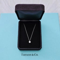 Tiffany & Co. Platinum Round Brilliant Diamond Solitaire Pendant Necklace 16 in