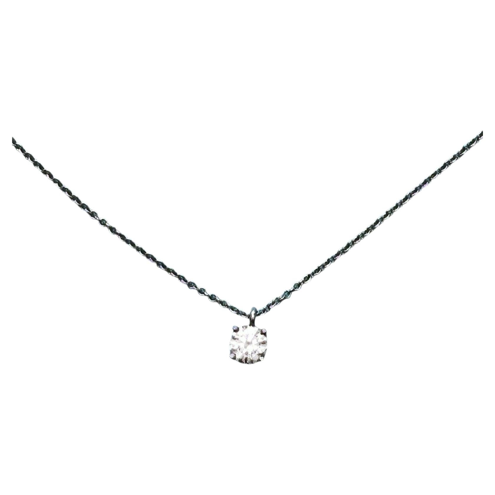 Tiffany & Co. Platinum Round Brilliant Diamond Solitaire Pendant Necklace 16 in