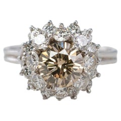 Tiffany & Co. Platinum Round Brown Diamond and White Diamond Floral Cluster Ring