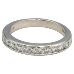 TIFFANY & CO. Platinum Round Channel Set Diamond 3mm Wide Band Ring .44CT Size 6