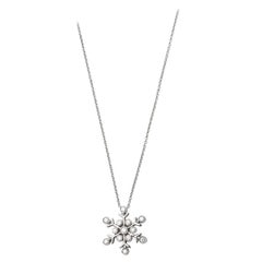 Tiffany & Co. Platinum Round Cut Diamond Snowflake Pendant Necklace