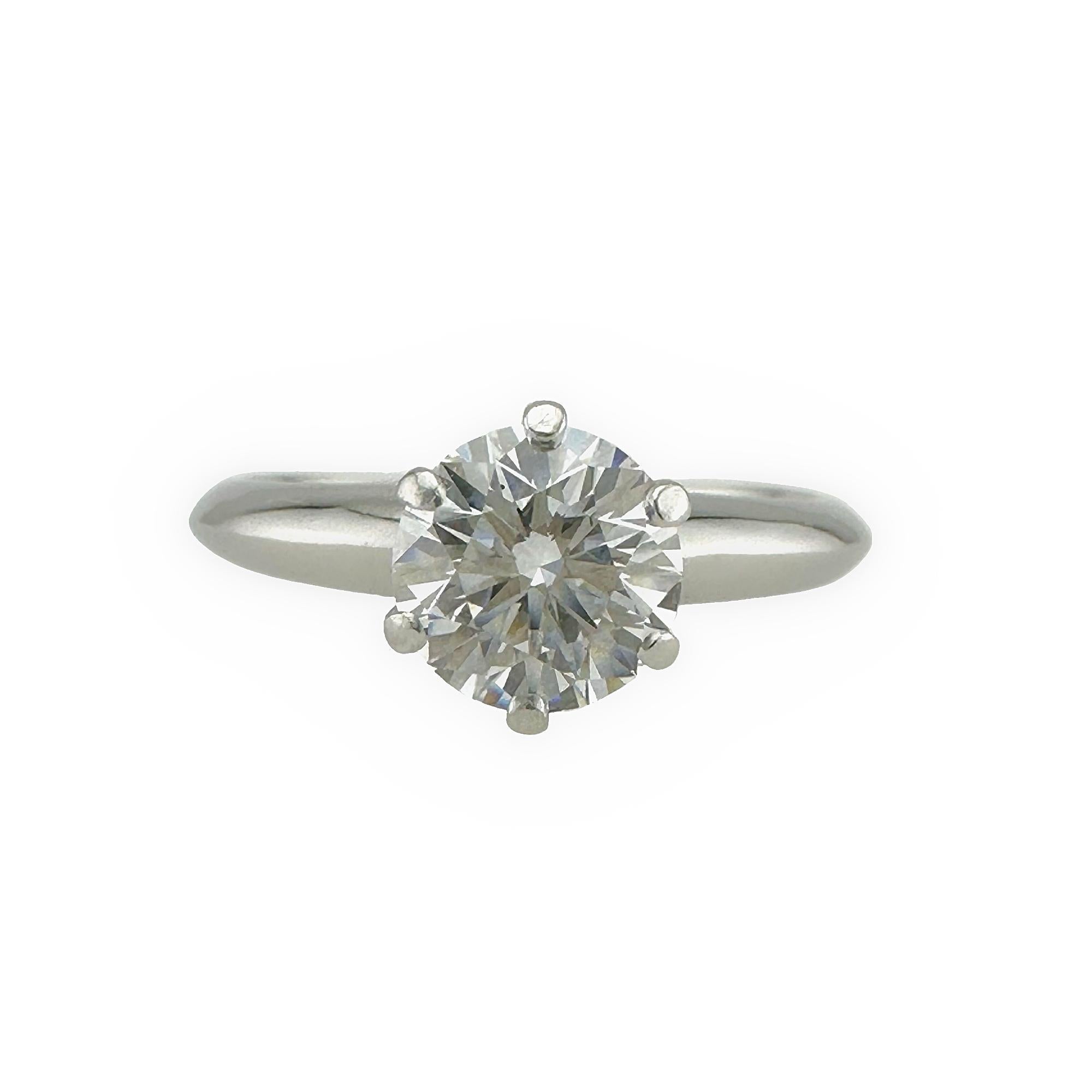 Tiffany & Co Platinum Round Diamond 0.91 cts E VVS2 Solitaire Engagement Ring For Sale 1
