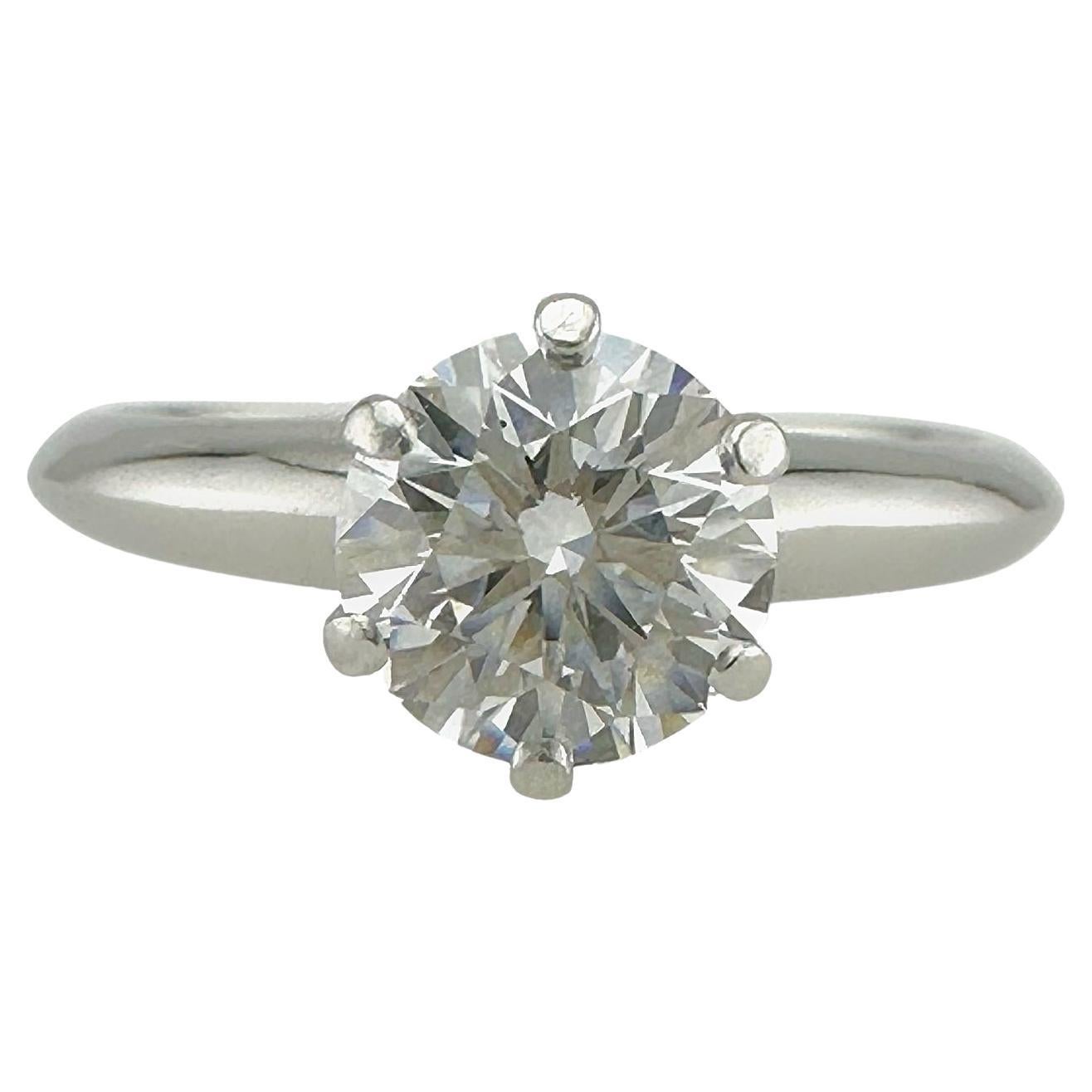 Tiffany & Co Platinum Round Diamond 0.91 cts E VVS2 Solitaire Engagement Ring