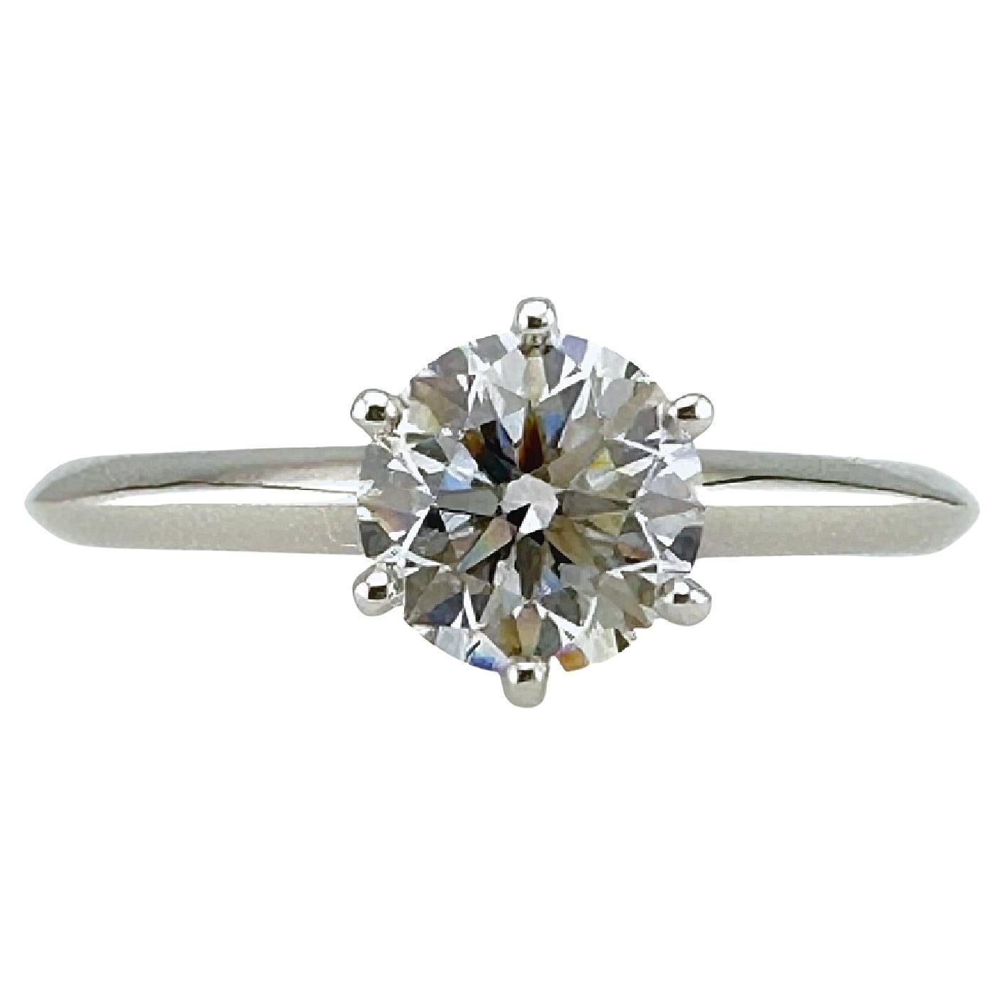 Tiffany & Co Platinum Round Diamond 0.94 cts F VS1 Solitaire Engagement Ring