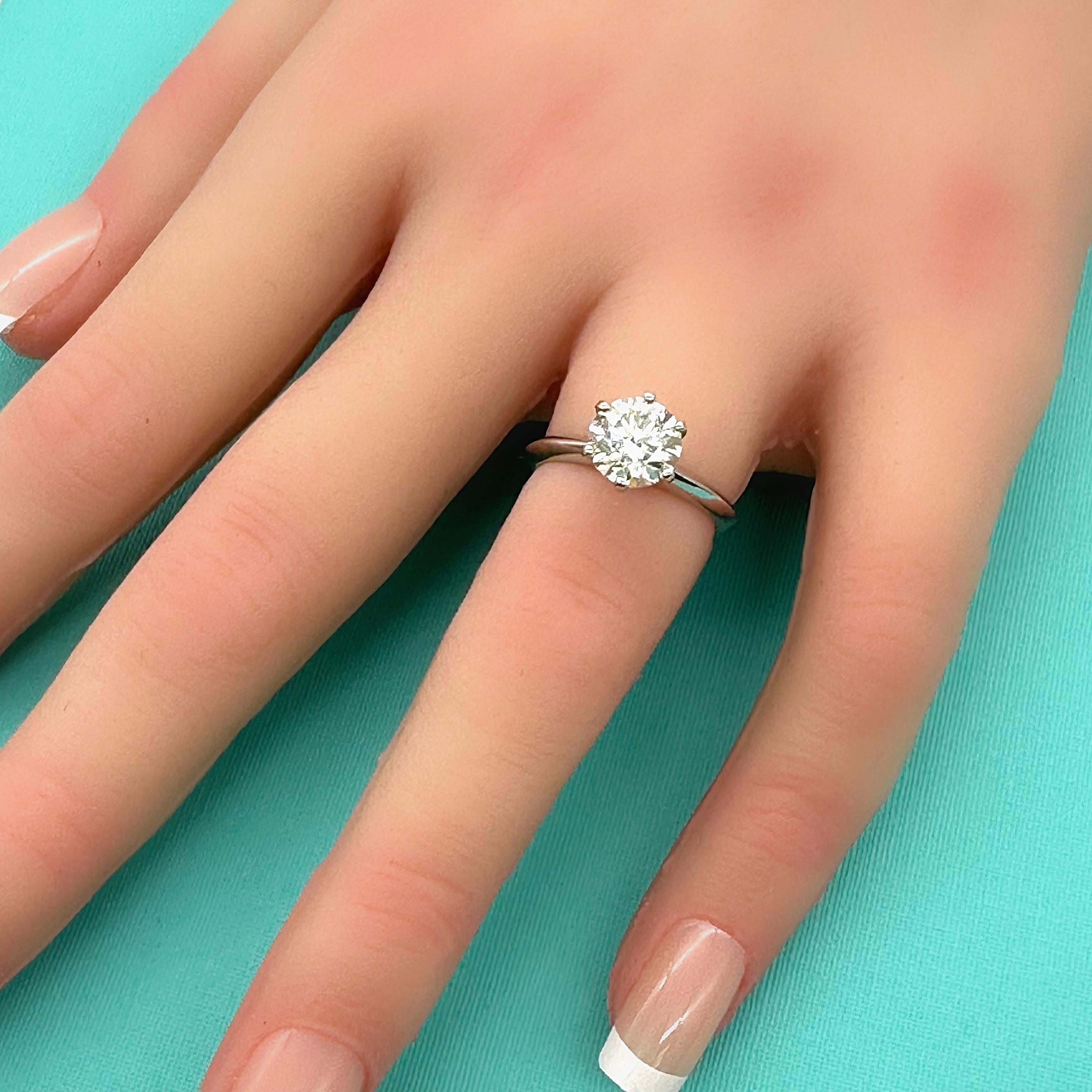 Tiffany & Co Platinum Solitaire Diamond Engagement Ring Round 1.60ct I VS1 9