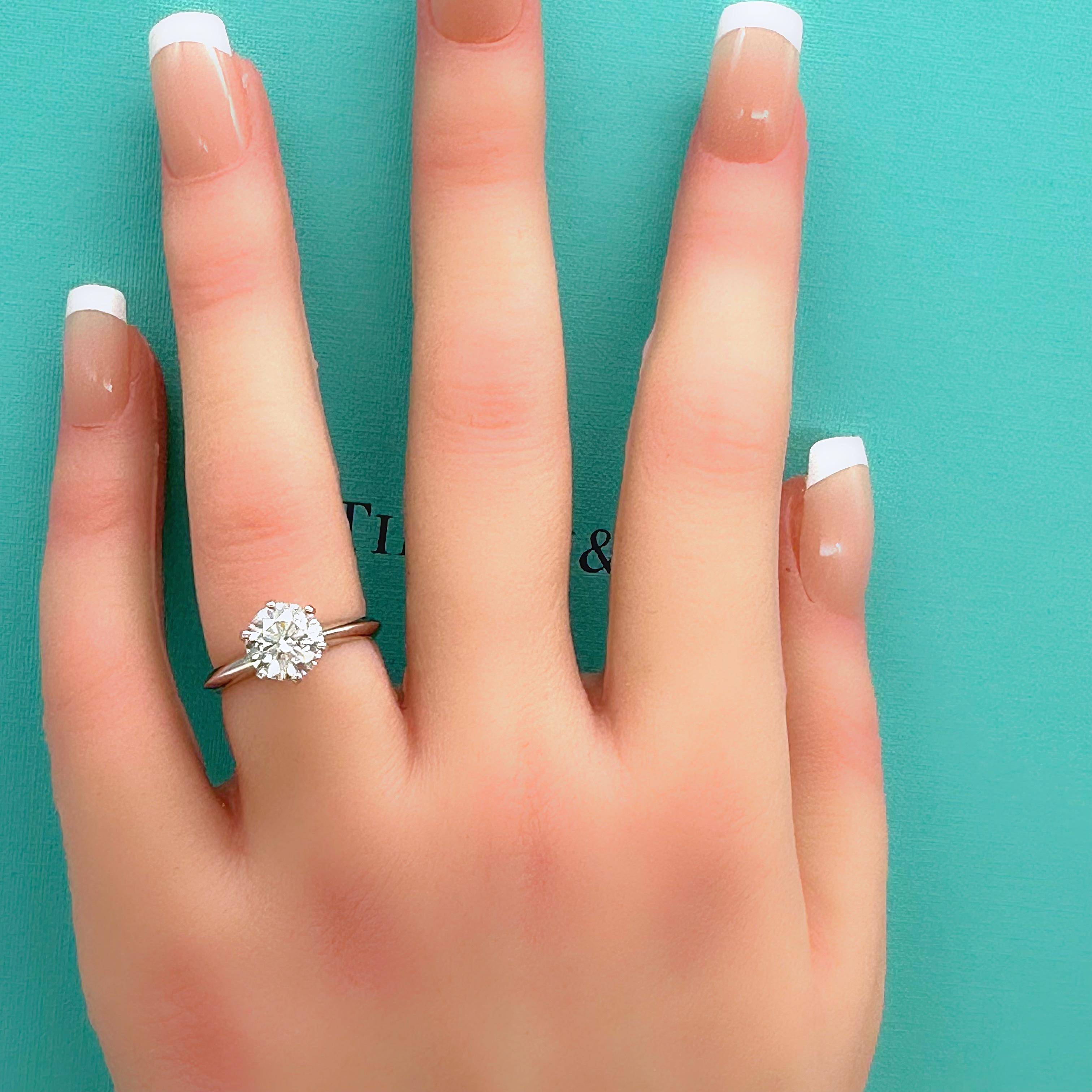 Tiffany & Co Platinum Solitaire Diamond Engagement Ring Round 1.60ct I VS1 10