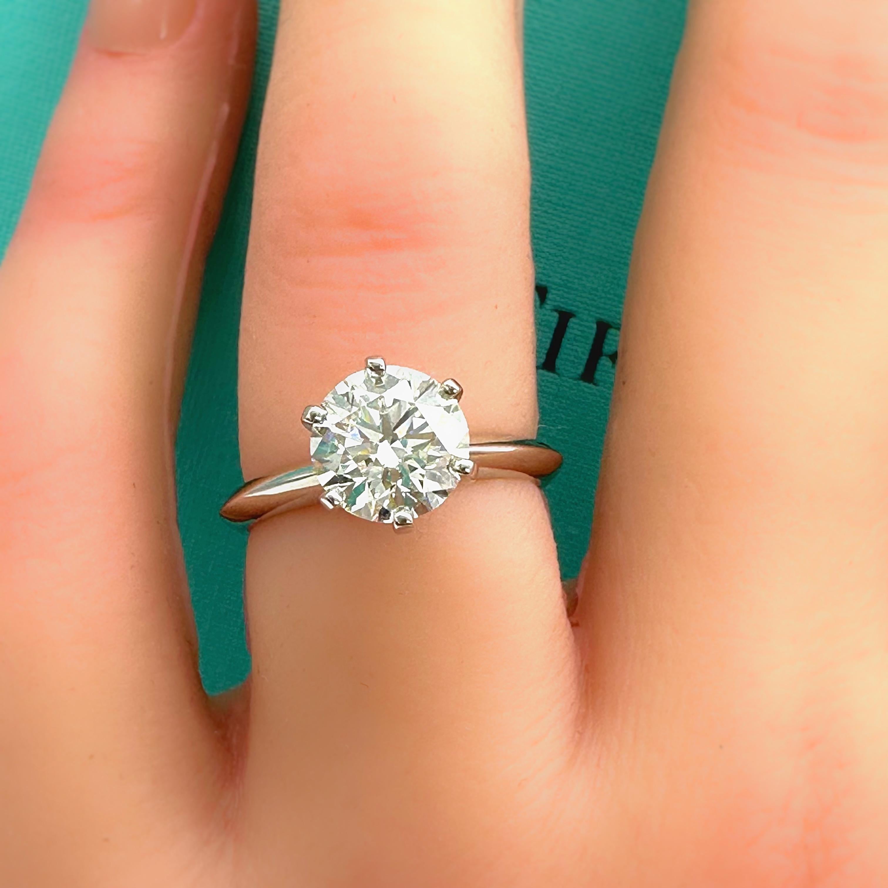 Tiffany & Co Platinum Solitaire Diamond Engagement Ring Round 1.60ct I VS1 11