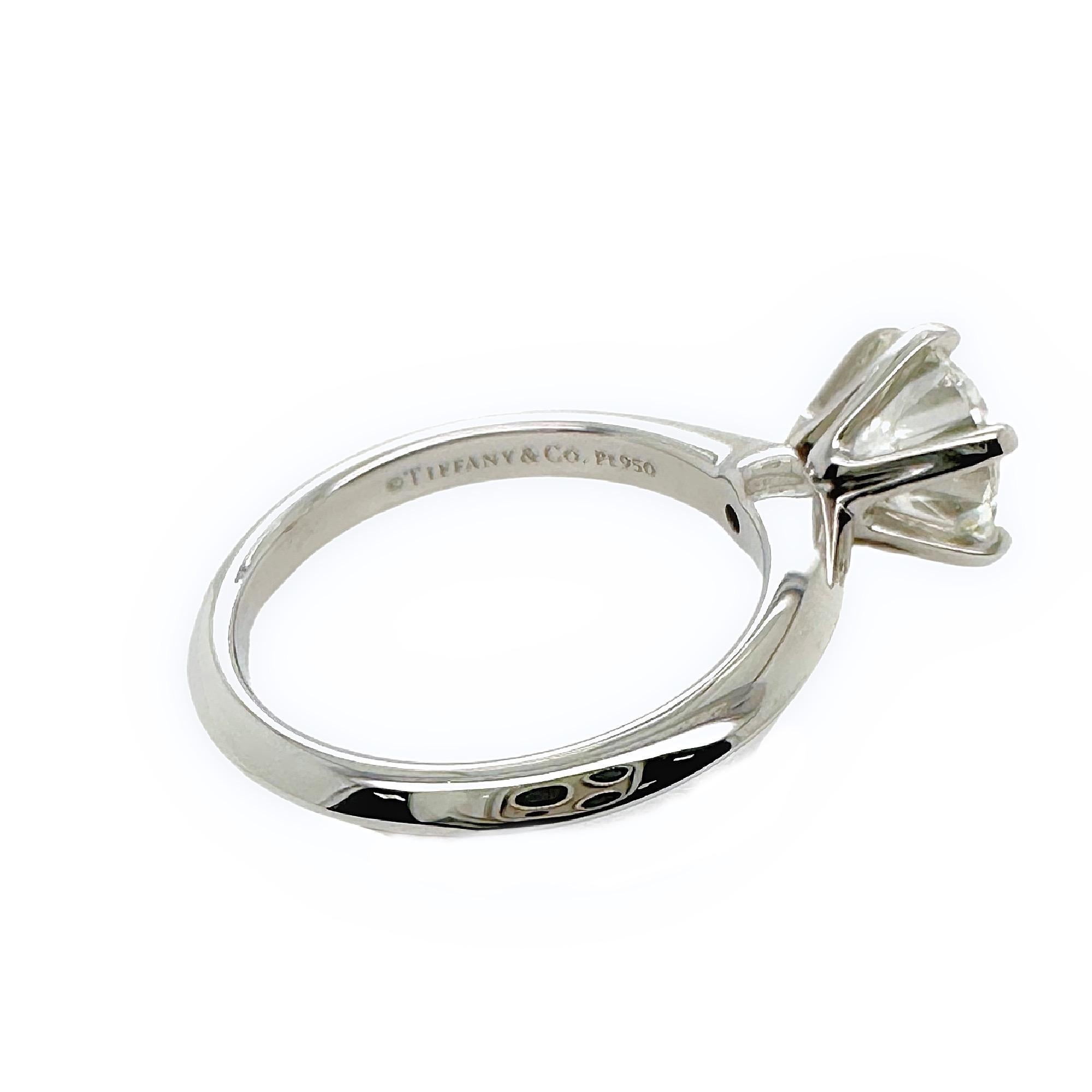 Tiffany & Co Platinum Solitaire Diamond Engagement Ring Round 1.60ct I VS1 In Excellent Condition In San Diego, CA