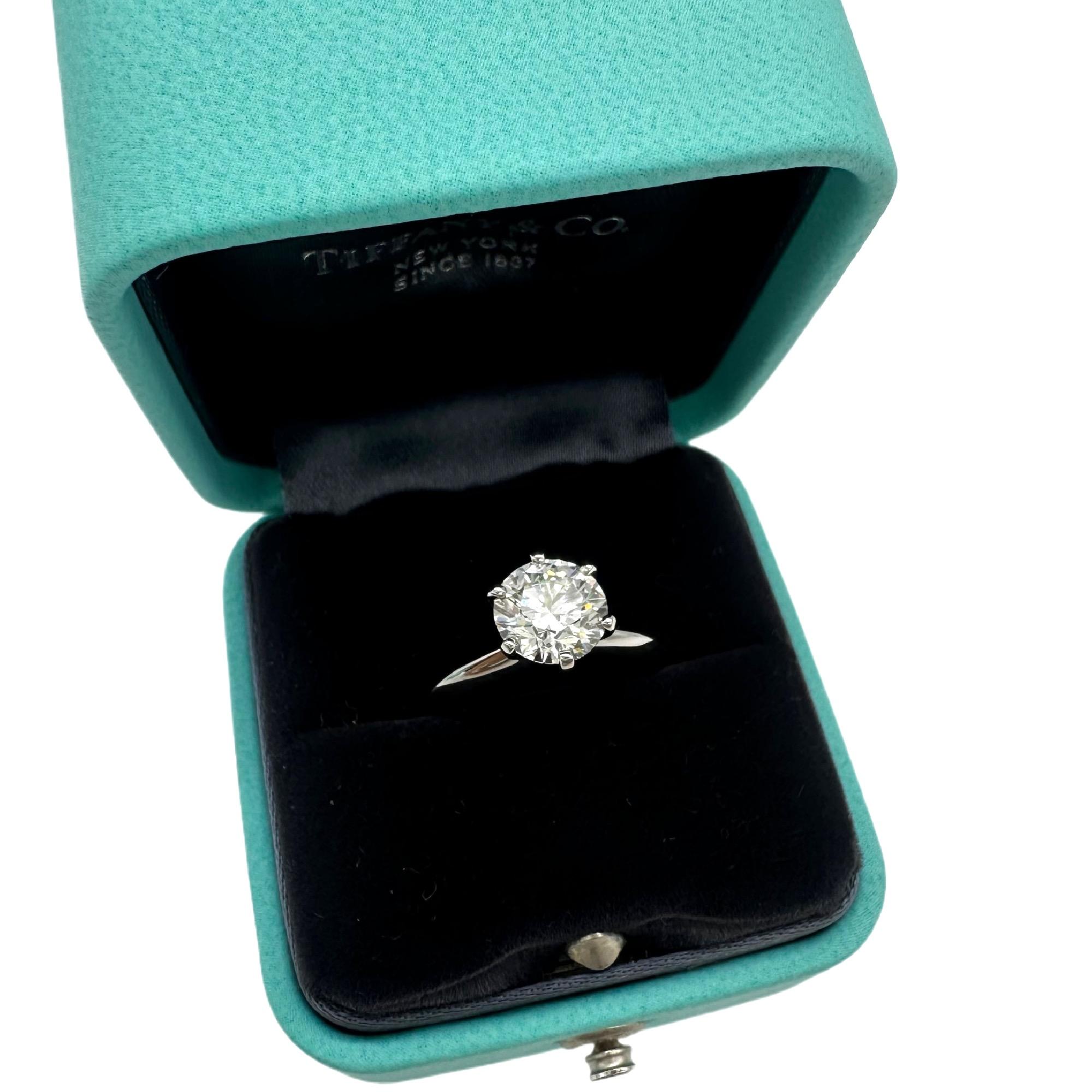 Tiffany & Co Platinum Solitaire Diamond Engagement Ring Round 1.60ct I VS1 4