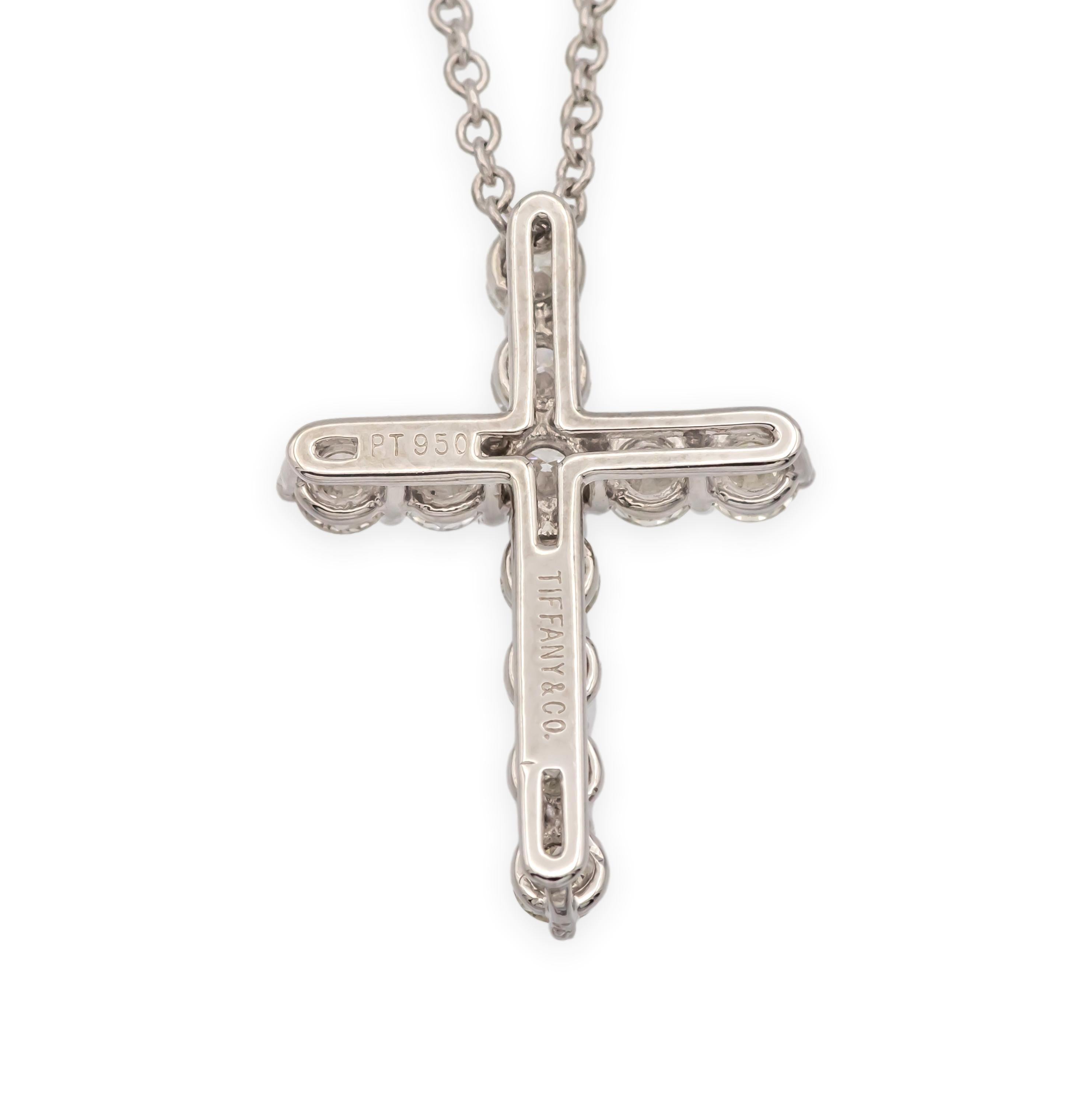 Tiffany & Co. Platinum Round Diamond .41 ct Cross Pendant Necklace – Small 18