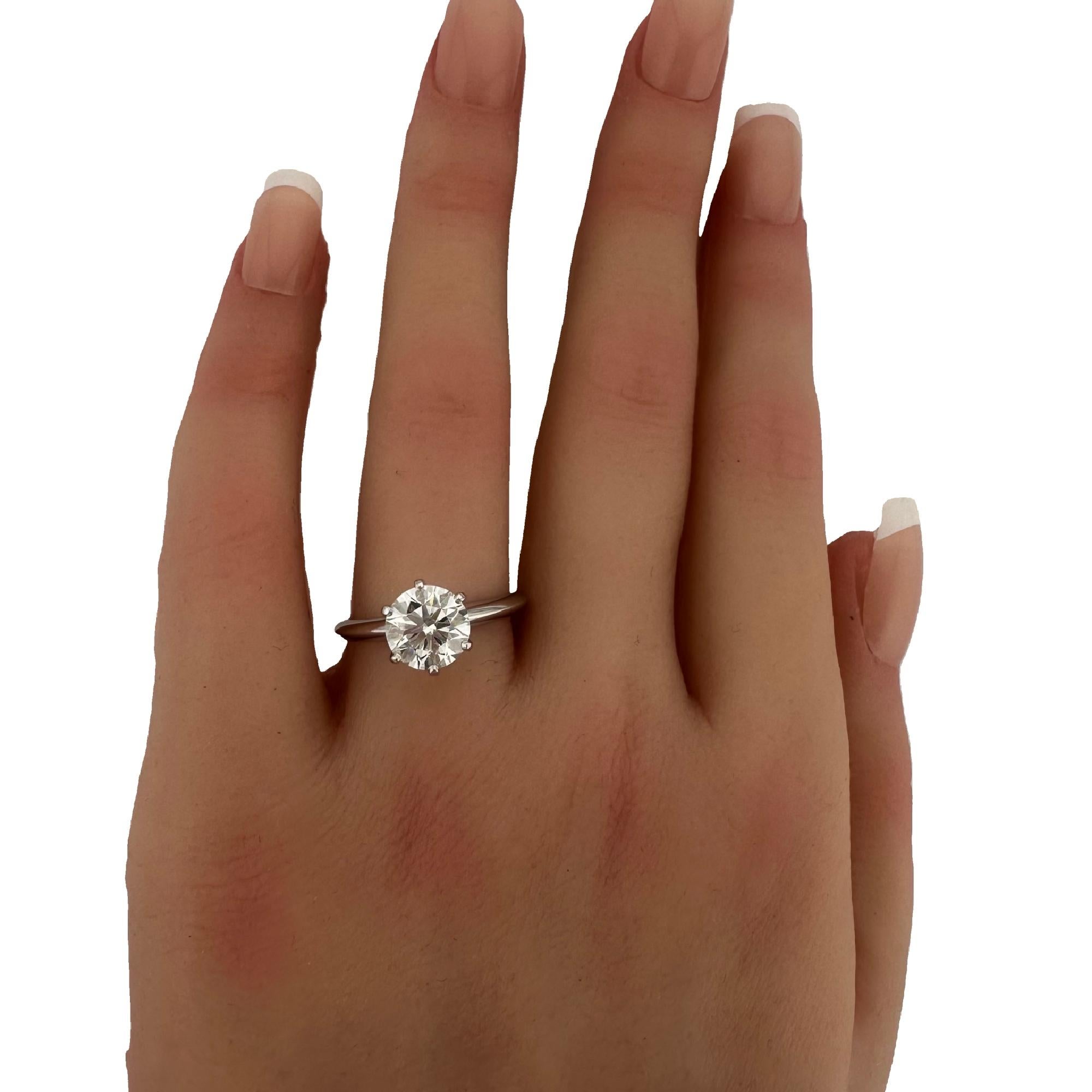 Tiffany & Co Platinum Round Diamond Engagement Ring 1.86 cts H VS1 For Sale 3