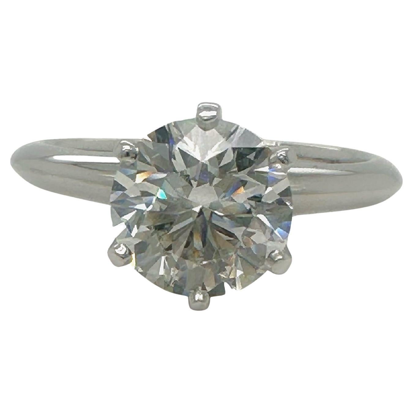 Tiffany & Co Platin Verlobungsring, runder Diamant 1,86 Karat H VS1