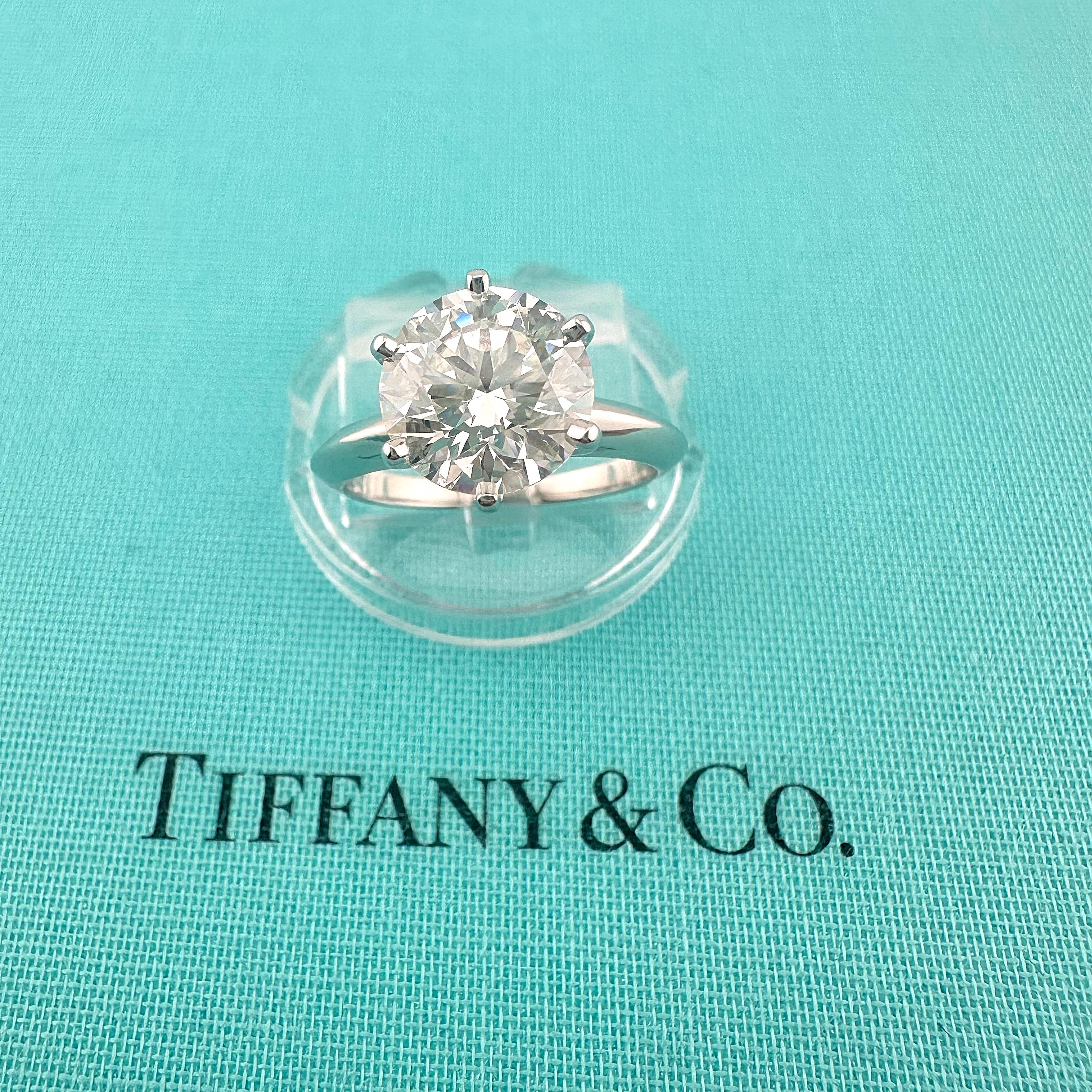Tiffany & Co Platinum Round Diamond Engagement Ring 2.29 cts I VS1 For Sale 6