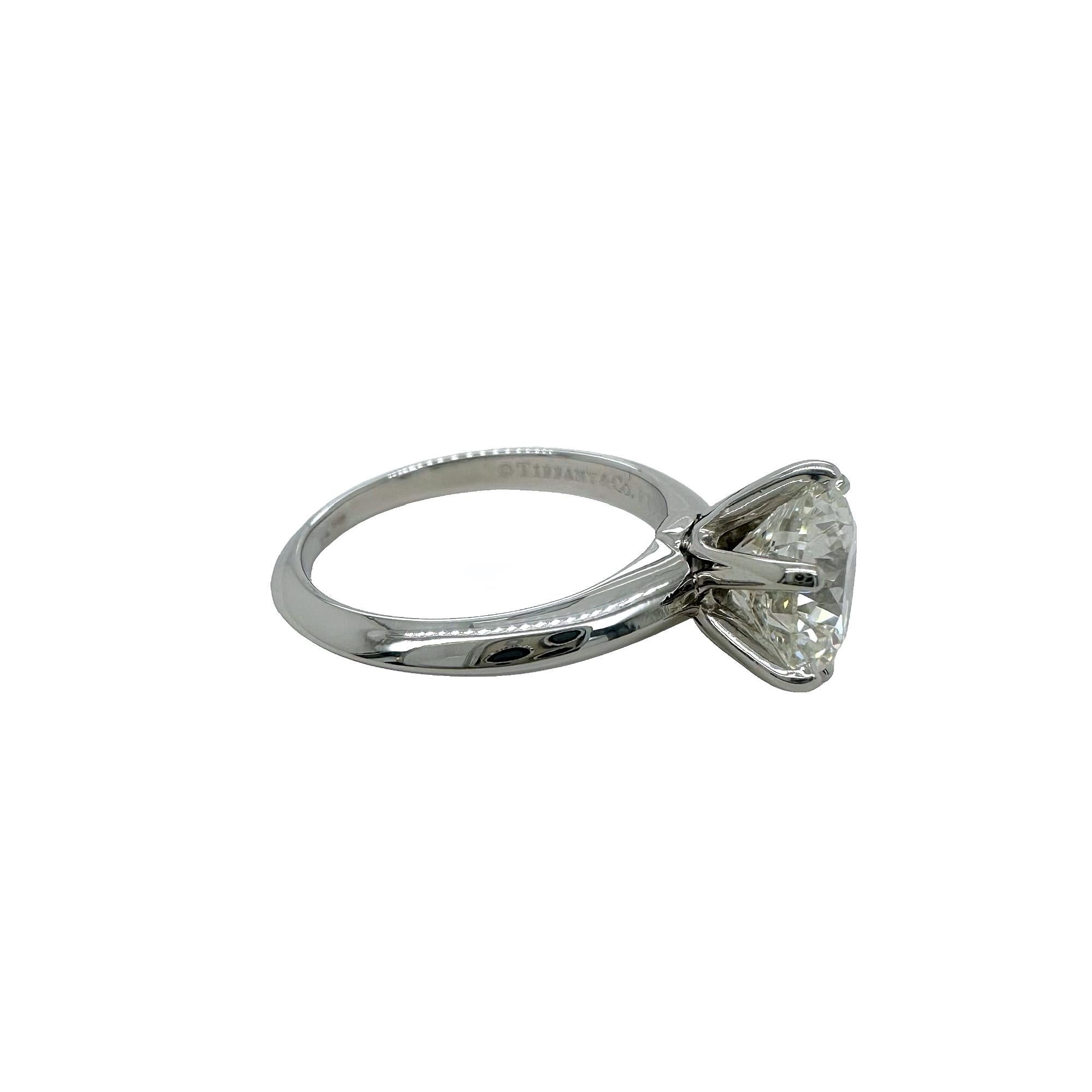 Tiffany & Co Platinum Round Diamond Engagement Ring 2.29 cts I VS1 For Sale 8
