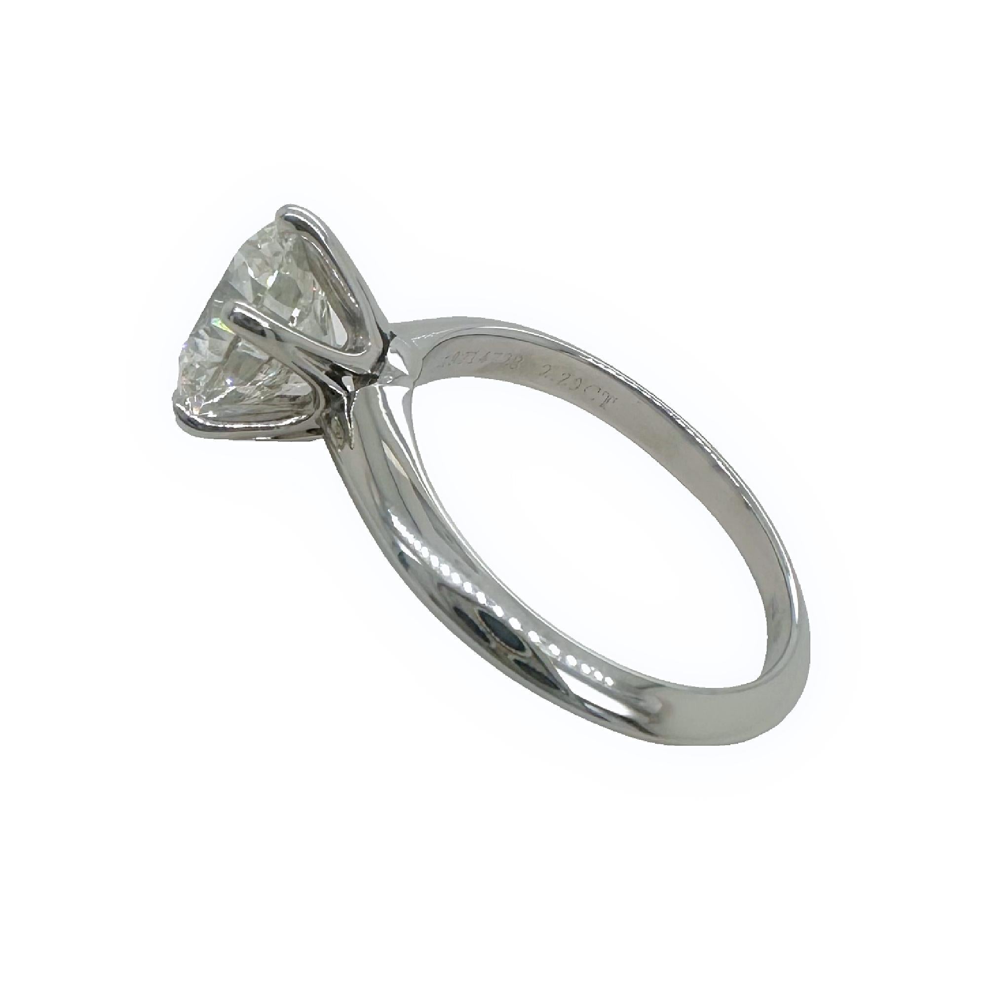 Tiffany & Co Platinum Round Diamond Engagement Ring 2.29 cts I VS1 For Sale 9